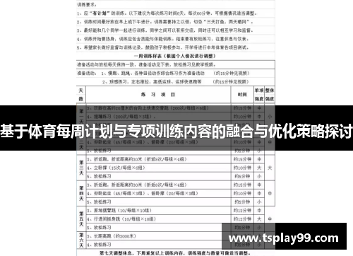 基于体育每周计划与专项训练内容的融合与优化策略探讨